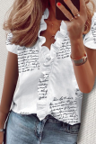 Daily Print Flounce V Neck Tops