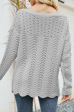 Casual Solid Hollowed Out Patchwork O Neck Tops