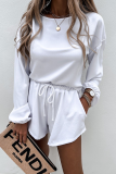 Fashion Street Solid Patchwork O Neck Long Sleeve Two Pieces