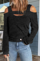 Casual Solid Patchwork Square Collar Tops