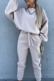 Fashion Casual Solid Patchwork Frenulum O Neck Long Sleeve Two Pieces