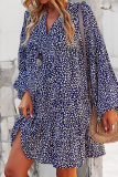 Elegant Print Patchwork Flounce V Neck A Line Dresses