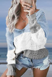 Sexy Solid Patchwork V Neck Tops