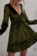 Fashion Casual Solid Patchwork V Neck A Line Dresses