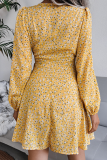 Casual Floral Patchwork Frenulum V Neck A Line Dresses
