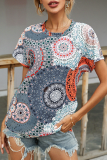 Casual Print Basic O Neck T-Shirts
