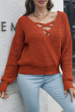 Casual Solid Patchwork V Neck Tops