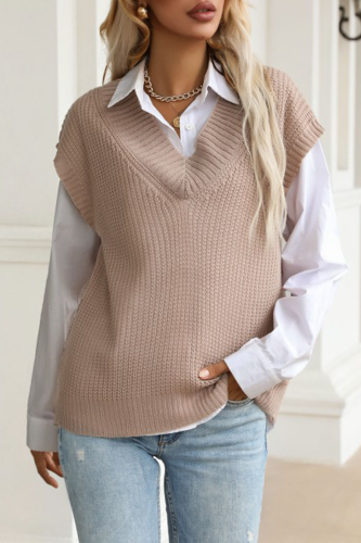 Casual Solid Patchwork V Neck Tops