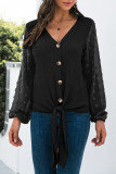 Fashion Elegant Solid Patchwork V Neck Tops