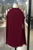 Casual Solid Hollowed Out Patchwork O Neck Tops