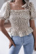 Fashion Casual Print Patchwork Square Collar Tops