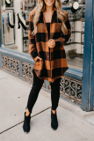 Casual Plaid Patchwork Turndown Collar Tops