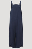Casual Solid Buttons Capris Loose Jumpsuits