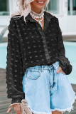 Fashion Sweet Solid Patchwork Turndown Collar Tops