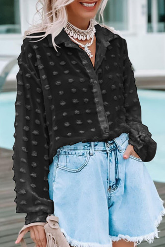 Fashion Sweet Solid Patchwork Turndown Collar Tops