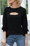 Casual Solid Hollowed Out Patchwork O Neck Tops