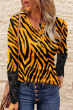 Casual Print Buckle O Neck Tops