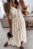 Sexy Casual Solid Patchwork Backless V Neck Sling Dress