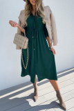 Casual Solid Patchwork Turndown Collar Shirt Dress Dresses