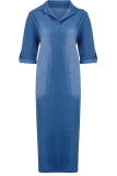 Casual Solid Patchwork Turndown Collar Straight Dresses