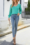 Casual Solid Hollowed Out Patchwork V Neck Sweaters