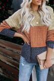 Casual Patchwork Basic Contrast O Neck Tops Sweater