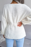 Casual Solid Patchwork Flounce V Neck Tops