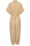 Fashion Solid Patchwork V Neck Harlan Jumpsuits