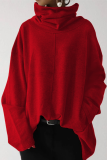 Casual Solid Patchwork Pocket Turtleneck Tops