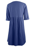 Casual Solid Patchwork V Neck Straight Dresses