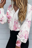 Fashion Print Lace V Neck Tops