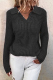 Casual Solid Patchwork Turndown Collar Tops