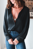 Casual Elegant Solid Patchwork Buckle Turndown Collar Tops