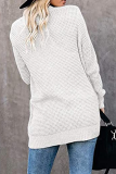 Casual Solid Patchwork Pocket V Neck Tops Sweater