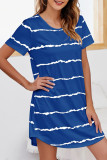 Fashion Casual Striped Patchwork O Neck A Line Dresses