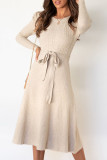 Fashion Casual Solid Patchwork O Neck A Line Dresses