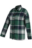 Casual Plaid Patchwork Buckle Turndown Collar Tops