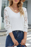 Casual Solid Hollowed Out Patchwork V Neck Sweaters