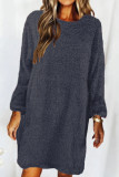 Fashion Casual Solid Patchwork O Neck Straight Dresses