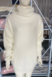 Fashion Solid Patchwork Turtleneck Tops
