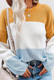 Fashion Casual Patchwork Contrast O Neck Tops
