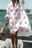 Casual Print Patchwork V Neck Shirt Dress Dresses