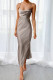 Fashion Street Solid Hollowed Out Spaghetti Strap A Line Dresses