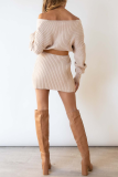 Casual Solid Patchwork V Neck Pencil Skirt Dresses