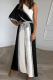 Casual Solid Patchwork One Shoulder Loose Jumpsuits