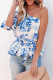 Casual Print Patchwork One Shoulder T-Shirts