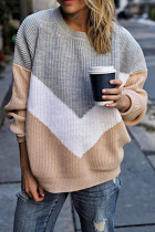 Street Patchwork O Neck Mid Waist Tops