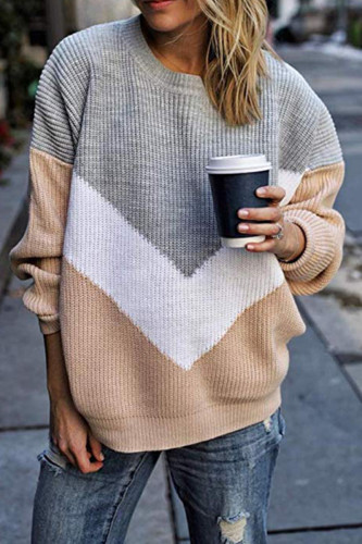 Street Patchwork O Neck Mid Waist Tops