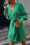 Fashion Solid With Belt O Neck Tops