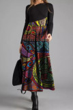 Street Print Patchwork Printing V Neck A Line Dresses
